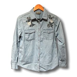 Embroidered denim blouse size medium